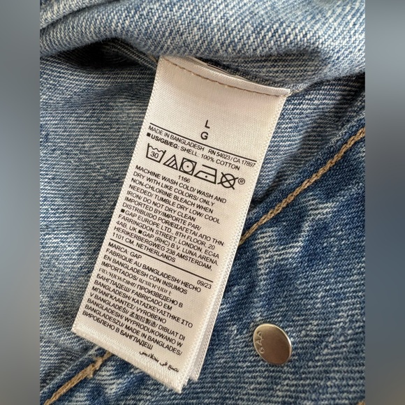 Gap Factory Puff Sleeve Icon Cropped Transitional Denim Jacket Coat NWOT Large - Picture 9 of 9